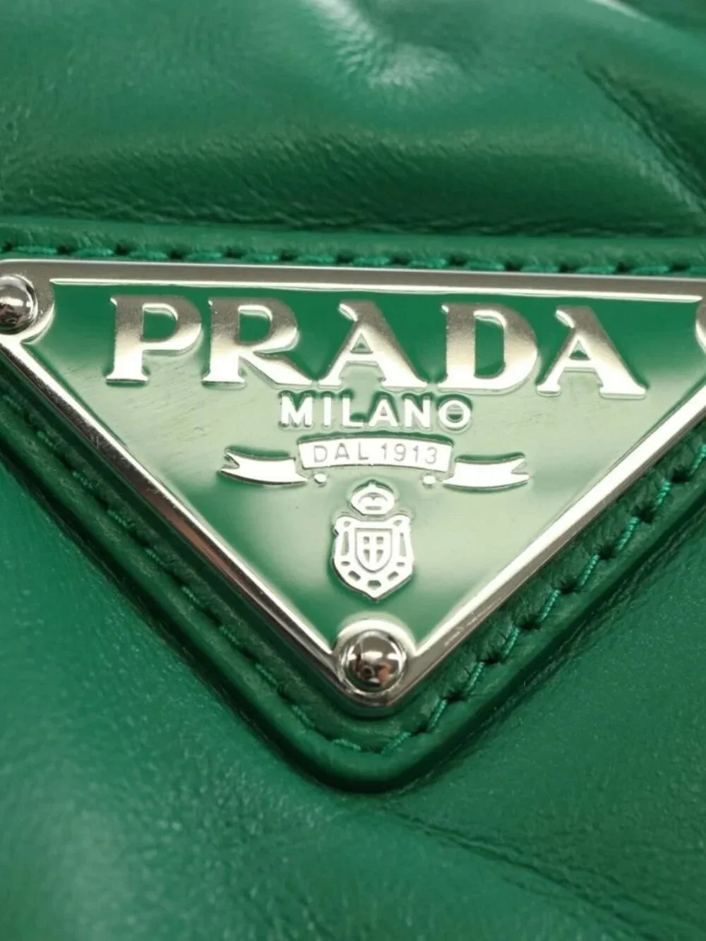 PRADA Hand Bag Leather 2way Green Silver Auth